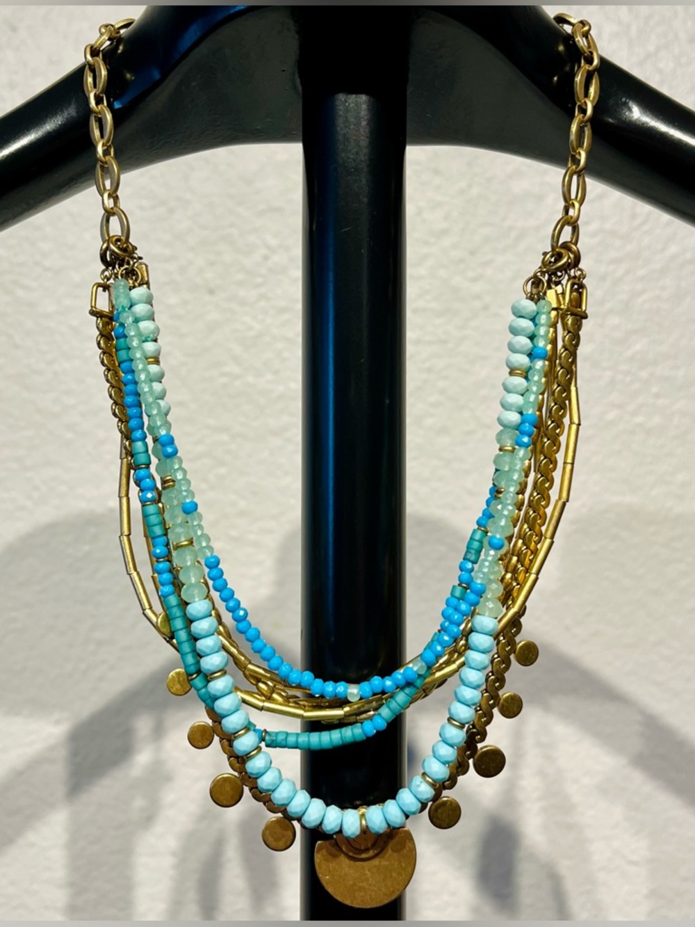 Stella & Dot Multi-Strand Turquoise Beaded Statement Necklace